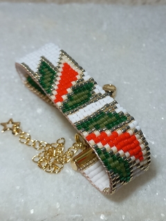 PULSERA DICIEMBRE, PIEZA CREADA CON CUENTAS DE VIDRIO JAPONESAS ORIGINALES MIYUKI Y TERMINACIONES GOLD-FILLED en internet