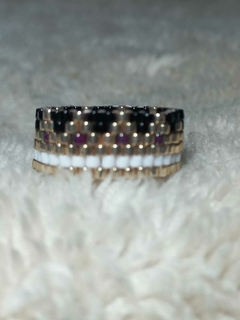 ANILLO REY VIOLET REALIZADO CON CUENTAS DE VIDRIO JAPONESAS ORIGINALES