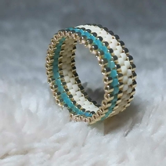 ANILLO TEJIDO CON CUENTAS DE VIDRIO JAPONESAS MIYUKI ORIGINALES