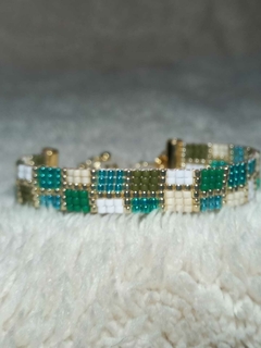 PULSERA TEJIDA SOBRE TELAR CON CUENTAS DE VIDRIO MIYUKI ORIGINALES Y TERMINACIONES GOLD-FILLED en internet