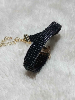 PULSERA TEJIDA SOBRE TELAR CON CUENTAS DE VIDRIO MIYUKI ORIGINALES Y TERMINACIONES GOLD-FILLED