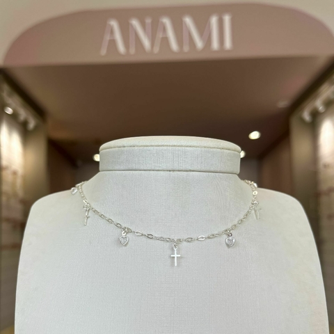 Colar Cruz e Coração