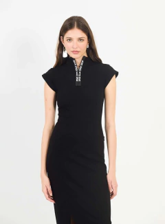 Vestido Midi Slim com Fenda e Zíper Personalizado clc 044.53.01651