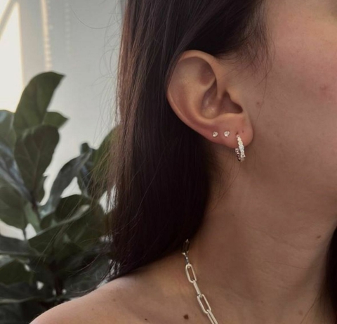 Brinco Argola Click Drop Prata 925