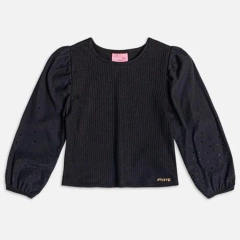 Blusa Preta Mangas com Cristais Momi