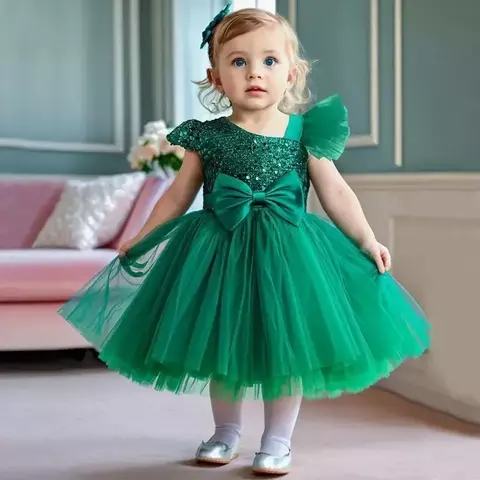 Vestido Infantil Festa Verde