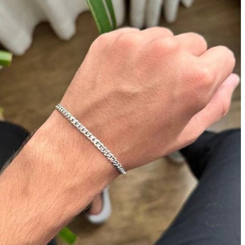 Pulseira Grumette Média em Prata 925