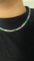 COLAR PEDRAS COLORIDAS EM AÇO 40 CM + 5 CM DE EXTENSOR