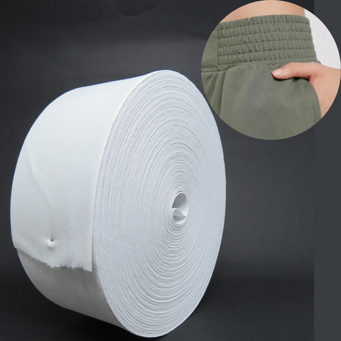 Elástico Chato Branco 80mm 25 Metros para Cós de Calça Bermuda Damenny Elástico Largo 8 centímetros