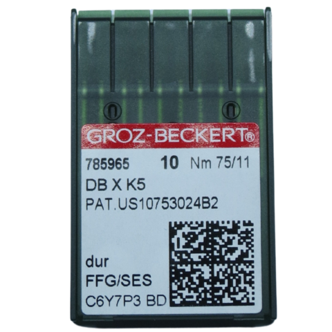 AGULHA GROZ-BECKERT PARA MÁQUINA INDUSTRIAL DBK5 - 75/11 - BORDADO ELETRÔNICO - CAIXA COM 10 AGULHAS - TECIDOS FINOS