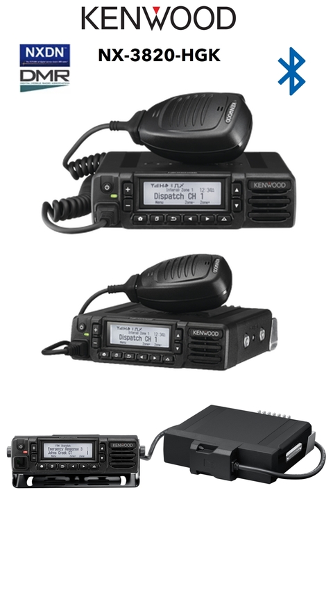 RADIO MOVIL NX-3820-HGK 450-520 MHz, Digital NXDN-DMR-Análogo, 512 Canales, 45 W, GPS, Bluetooth, Cancelación de ruido.