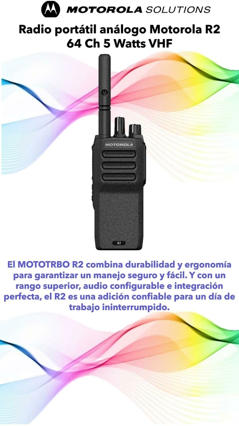Radio portátil análogo Motorola R2 64 Ch 5 Watts VHF 136-174 Mhz NKP