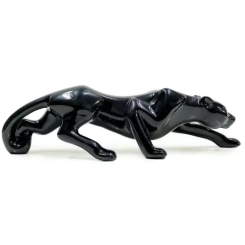 Escultura Pantera em Porcelana Preta