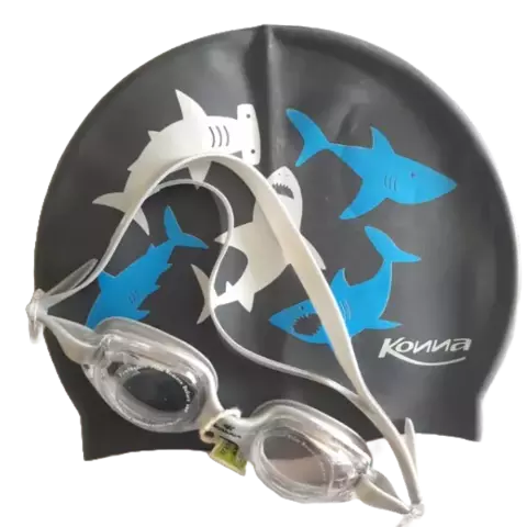 Gorro y antiparras natación Konna Junior