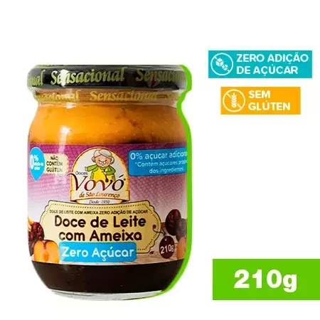DOCE DE LEITE COM AMEIXA ZERO AÇÚCAR 210GR VOVÓ DE SÃO LOURENÇO