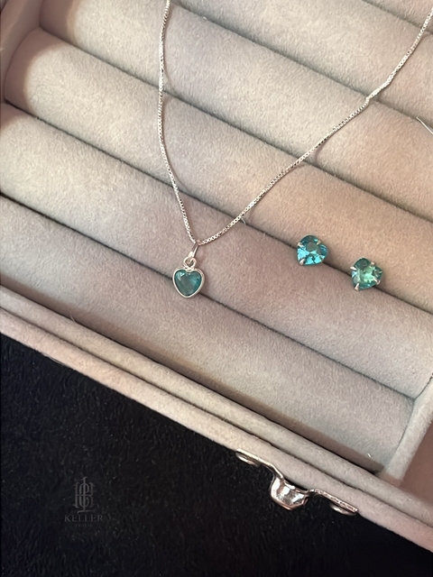 Conjunto coração azul ciano - comprar online