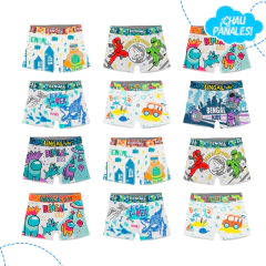 Pack X12 Boxer Inicial Niño Estampados ¡Chau Pañales!