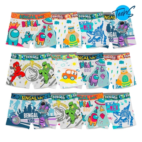 Pack X12 Boxer Niño Plus con Elástico Afelpado Estampado