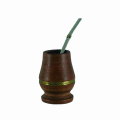 Mate Artesanal Algarrobo Y Bombilla Chata De Alpaca