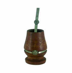 Mate Artesanal Algarrobo Y Bombilla Chata De Alpaca - comprar online