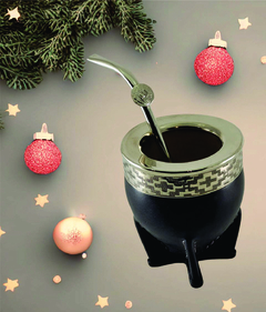 Mate Imperial Calabaza Cuero Alpca con Bombilla Pico Loro de Alpaca - comprar online