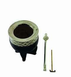 Mate Imperial Calabaza Cuero Alpca con Bombilla Pico Loro de Alpaca - tienda online