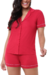 PIJAMA ALFAIATARIA VISCO LISO VERMELHO - CONFORTO E ELEGÂNCIA - loja online