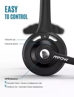 Mpow-auriculares inalámbricos BH453 para oficina, cascos con Bluetooth 5,0, CVC, microfono con cancelacion de ruido - tienda en línea