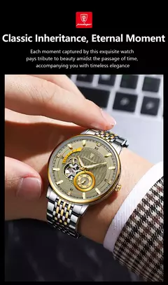 Reloj POEDAGAR de lujo para hombre, Tourbillon hueco luminoso, Reloj de pulsera automatico.