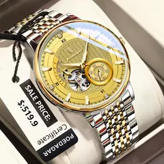 Reloj POEDAGAR de lujo para hombre, Tourbillon hueco luminoso, Reloj de pulsera automatico.