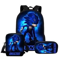 Mochila Sonic para estudiantes de primaria y secundaria, paquete de 3 piezas - tienda en línea