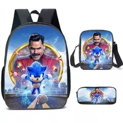 Imagen de Mochila Sonic para estudiantes de primaria y secundaria, paquete de 3 piezas