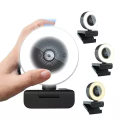 Cámara web con enfoque automático, 2K, 30fps, corrección de luz RGB, micrófonos duales, cubierta de privacidad magnetica.