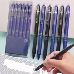 Bolígrafos de Gel borrables tipo prensa, 0,5mm, tinta negra/azul, mango lavable, varilla de repuesto magica.