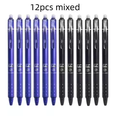 Imagen de Bolígrafos de Gel borrables tipo prensa, 0,5mm, tinta negra/azul, mango lavable, varilla de repuesto magica.