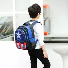 Mochila impermeable de capitan america. de nailon con tres compartimentos para niños, de 3 a 12 años - tienda en línea