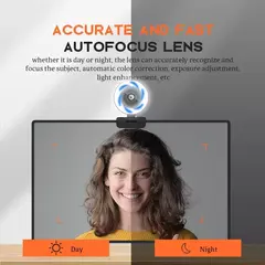 Cámara web con enfoque automático, 2K, 30fps, corrección de luz RGB, micrófonos duales, cubierta de privacidad magnetica. - tienda en línea