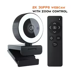 Imagen de Cámara web con enfoque automático, 2K, 30fps, corrección de luz RGB, micrófonos duales, cubierta de privacidad magnetica.