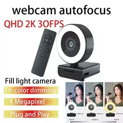 Cámara web con enfoque automático, 2K, 30fps, corrección de luz RGB, micrófonos duales, cubierta de privacidad magnetica. - Yearning online