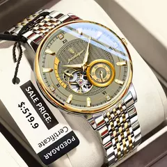 Reloj POEDAGAR de lujo para hombre, Tourbillon hueco luminoso, Reloj de pulsera automatico. - Yearning online