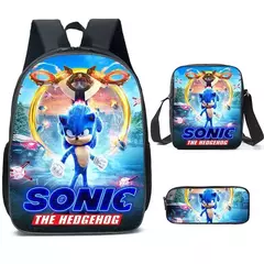 Mochila Sonic para estudiantes de primaria y secundaria, paquete de 3 piezas