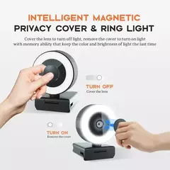 Cámara web con enfoque automático, 2K, 30fps, corrección de luz RGB, micrófonos duales, cubierta de privacidad magnetica. en internet