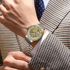 Reloj POEDAGAR de lujo para hombre, Tourbillon hueco luminoso, Reloj de pulsera automatico. - Yearning online