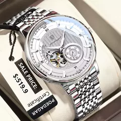 Imagen de Reloj POEDAGAR de lujo para hombre, Tourbillon hueco luminoso, Reloj de pulsera automatico.