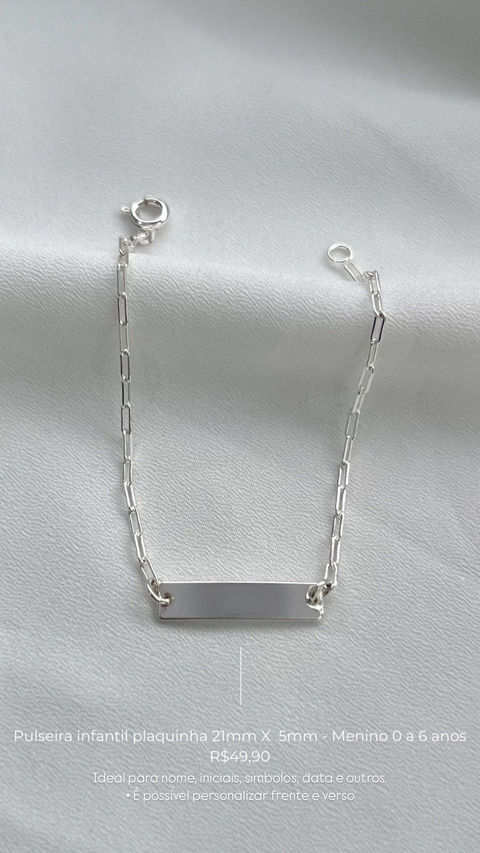 Pulseira plaquinha infantil - Menino 0 a 6 anos