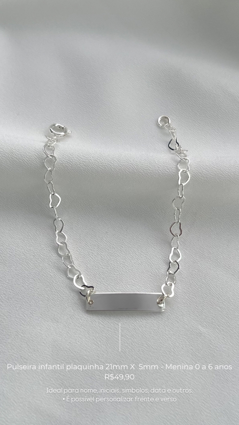 Pulseira plaquinha infantil - Menina 0 a 6 anos