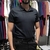 Camisa Gola Polo em V Suedine Preta
