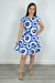 Vestido Ciganinha Curto com Estampa Geometrica (Azul)