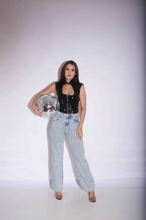 Calça Strass Jeans - 38