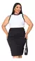 CONJUNTO PLUS SIZE SAIA MIDI - PRETO